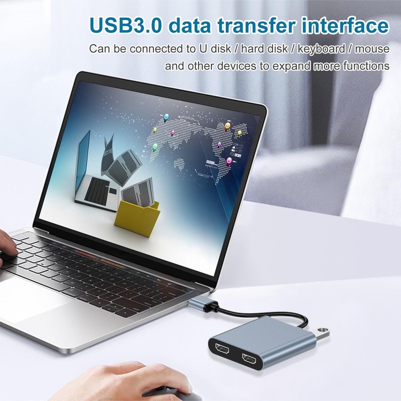 USB 3.0 to Dual Hdmi Adapter for 2 Monitors 1080p