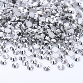 Meibite Silver Flatback Rhinestones, Glass Rhinestones for Nail Art and Craft, Glue Fix, Loose Crystal Gemstones(Silver, SS10, 2880pcs, 2.7-2.8mm)