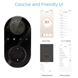 WiFi Digital Thermostat Outlet Plug 16A Outlet Tuya App Voice Control Socket Temperature Controller 5+1+1 Six Periods & Heating and Cooling Mode with Touch Button LCD Screen for Fan Heater Radiator AC Air Conditioner Home shopping Malls Industrial places