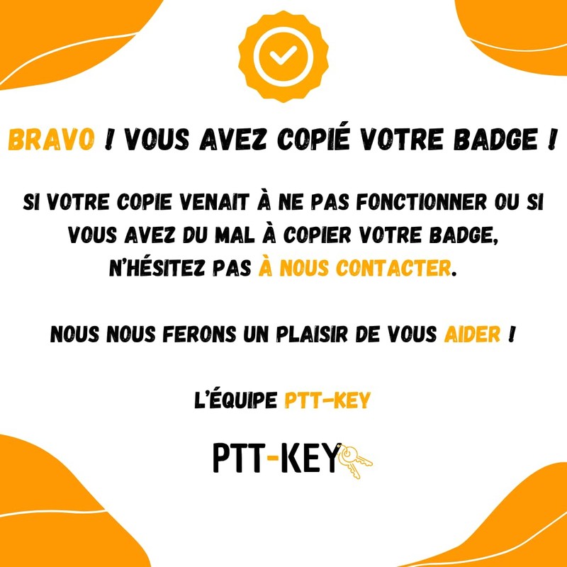 PTT-KEY® | 5 RFID Badges 13.56 MHz Programmable MCT to