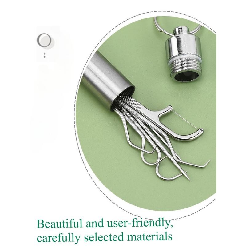 Stainless Steel Toothpick Set with Holder - Portable Teeth Cleaning