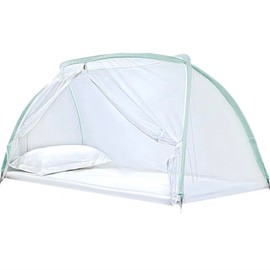 SCMTYWCQ Pop-Up Mosquito Net Tent for Beds Mosquito Net for Students Dorm Bunk Bed Portable Folding Design with Bottom for Teen Girls Baby Adults Trip Twin Bed (Beige, 35" W x 75" L (Pack of 1))