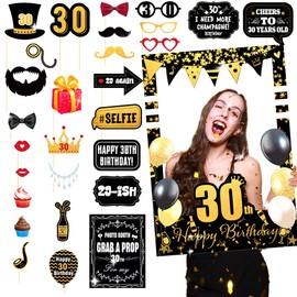 LaVenty 30 Photo Booth Frame 30th Birthday Photo Booth Props 30th Birthday Photo Frame 30th Birthday Gifts for Women or Men 30th Party Photo Booth Props Birthday Party Decorations