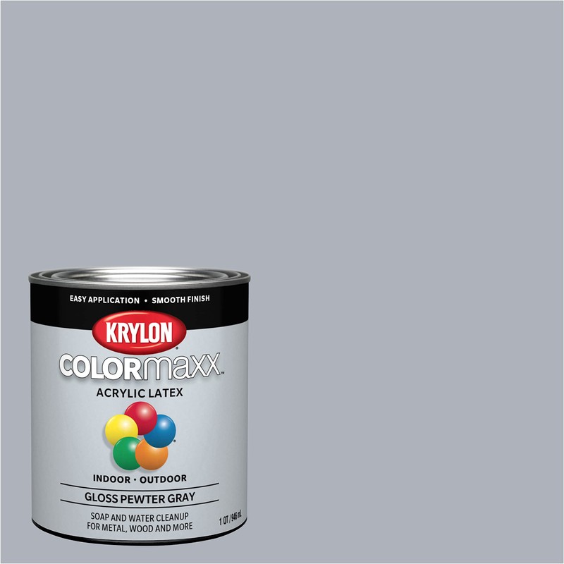 1 qt Krylon K05644007 Pewter Grey COLORmaxx Paint & Primer,