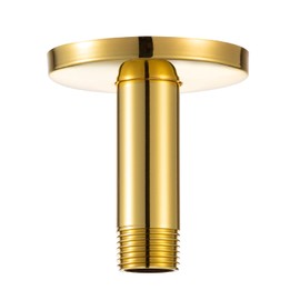 OFFO Shower Arm with Flange, Gold 3 Inches Ceiling Mount Replacement Rain Shower Head Straight Arm Ceiling-Mounted For Fixed Shower Head & High Pressure Rain