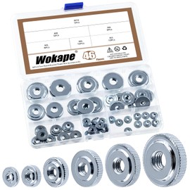 Wokape 46Pcs Knurled Thumb Nuts Assortment Kit, M3 M4 M5 M6 M8 M10 Carbon Steel Female Threaded Thin Type Conector Lock Adjusting Nuts, Round Knobs Fasteners for 3D Printer Parts(Blue Zinc Plated)