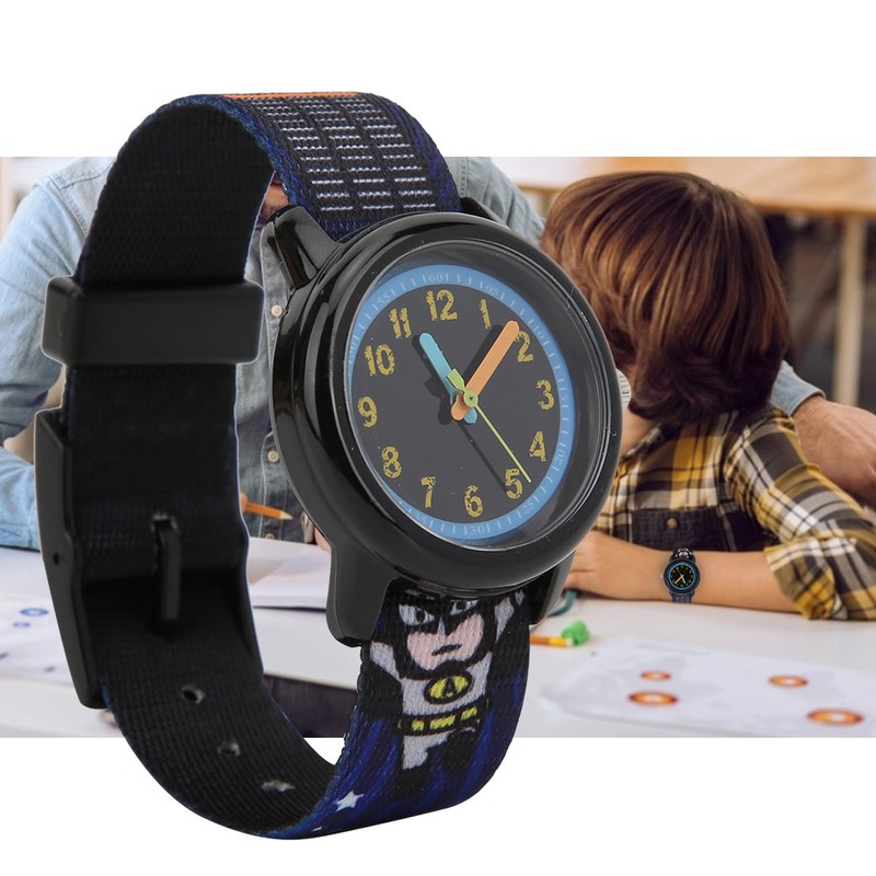 Children Watch Cartoon Pattern Waterproof Ribbon Strap Quartz Children WatchNight