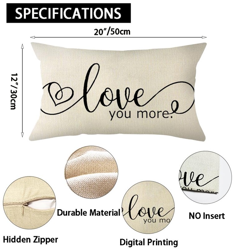 Ogiselestyle Valentine's Day Love You More Throw Pillow Cover, 12