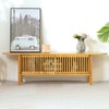 HollyHOME Bamboo TV Stand with Storage for TVs up to