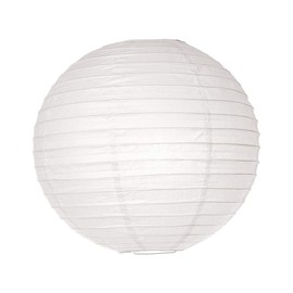 Cultural Intrigue Luna Bazaar Paper Lantern (24-Inch, Parallel Style Ribbed, White) - Rice Paper Chinese/Japanese Hanging Decoration - for Home Decor, Parties, and Weddings