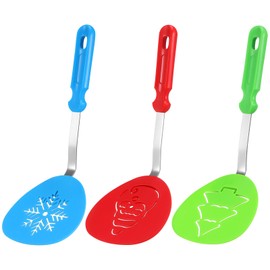 Hemoton Christmas Spatula Turner Set: 3pcs Holiday Cookie Spatula Holiday Spatulas Cooking Shovels Wok Spatulas Kitchen Tools Christmas Kitchen Decoration