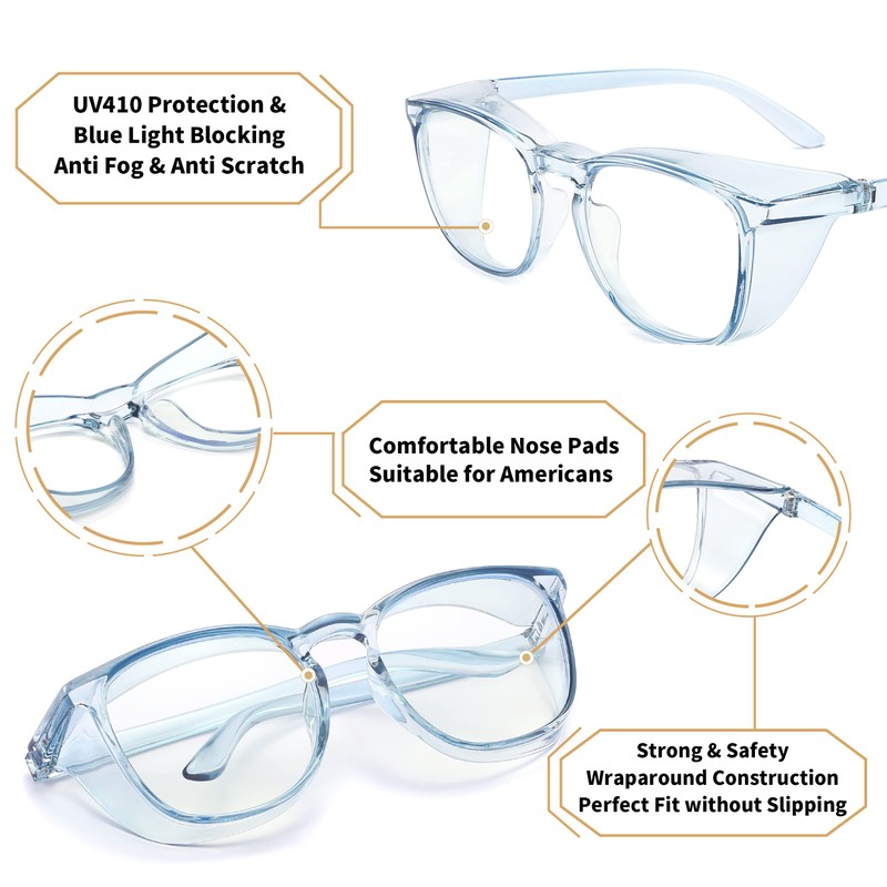 Alsenor Safety Glasses Anti Fog Goggles Protective Eyewear Blue Light