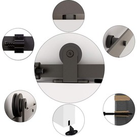 TSMST 12FT Sliding Barn Door Hardware Kit for Double Wood Door, Heavy Duty Sturdy Barn Door Track - Smoothly and Quietly - T Style Hanger