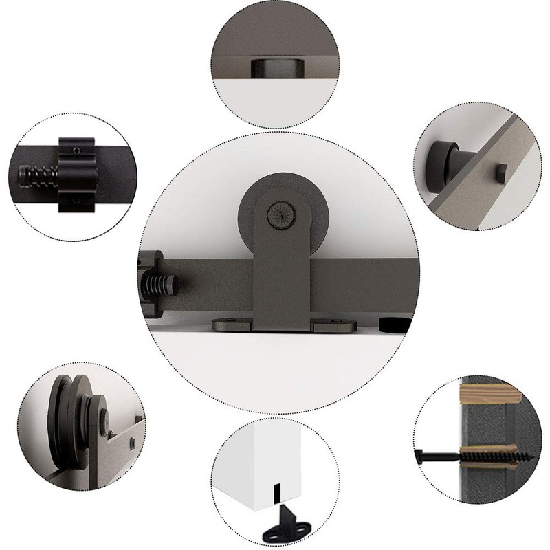 TSMST 12FT Sliding Barn Door Hardware Kit for Double Wood