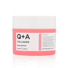 Q+A Manteca Corporal De Colágeno: Fórmula Vegana Lujosamente Rica E Intensamente Hidratante Con Proteína Vegetal Hidrolizada, Manteca De Karité, Escualano, Y Aroma De Pera Dorada Y Uva Para Una Piel S