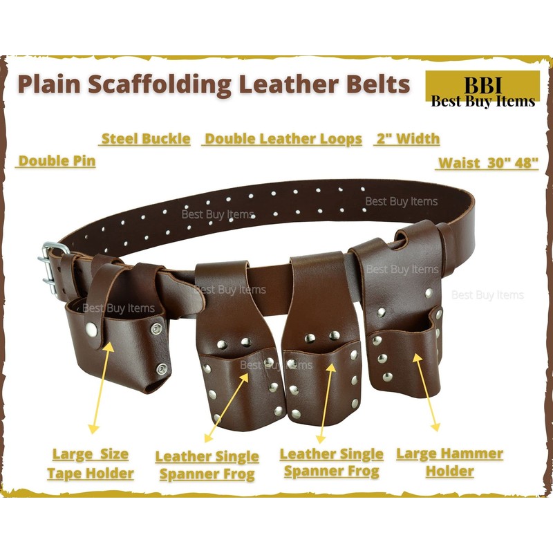 Leather Tool Belt Brown 4 Tools Holder Leather Pouch Full