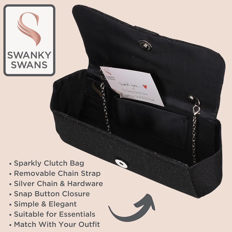 SwankySwans Women's Julie Clutch Bag, black