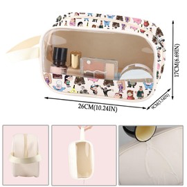 Mystery Shack Clear Makeup Bag Cartoon Inspired PU Leather Cosmetic Bag with Handle Mystery Shack Merch (Mystery Shack PU)