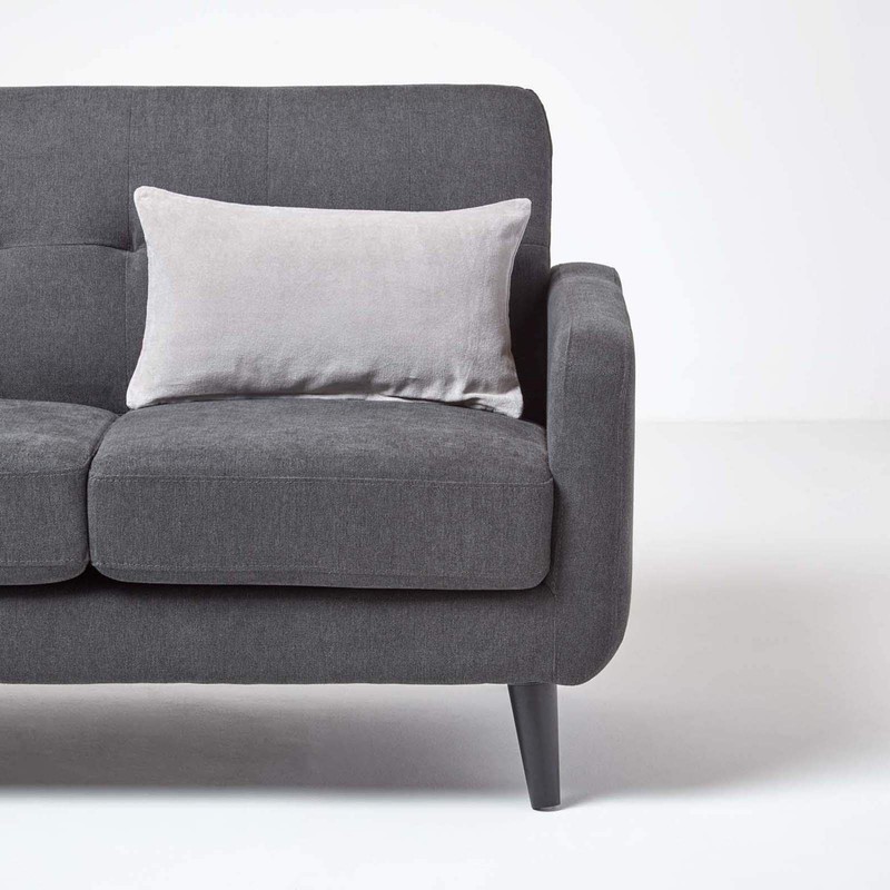 Homescapes Velvet Cushion Cover, Grey, Soft Decorative Cushion Cover 30