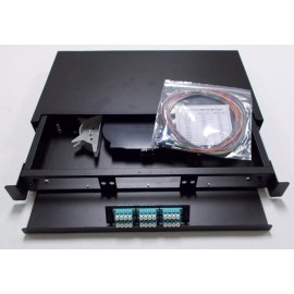 PLUGSTERS 6 12 24 48 72 Port LC Multimode OM3 Fiber Optic Patch Panel Kit 1U Rack Mount  - 6 Port