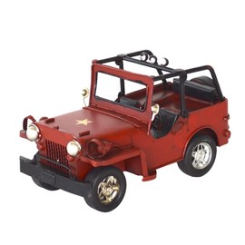 Tin Car Jeep Red 43035 Tin Toy Car Antique Retro Figurine Object Interior Stylish Gift