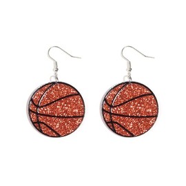 Football Basketball Baseball Soccer Dangle Earrings American Football Ball Game Earrings Glitter Acrylic Shiny Earrings for Women-Basketball