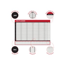 2025 Wall Planner Calendar A2 Size (59.4cm x 42cm) Full Year to View Calendar For Home Office Work School