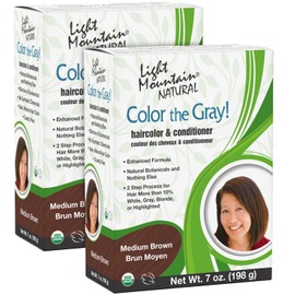Light Mountain Natural Color The Gray! Hair Color & Conditioner, Medium Brown, 7 Ounce (198 g) (Pack of 2)