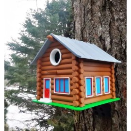Unbranded Log Cabin Bird House, Garden Decor - 49.99