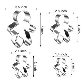Gingerbread Man Cookie Cutters Shapes Set for Christmas Baking with Assorted Sizes - 5 inch, 4 inch, 3 inch, 2 inch - Stainless Steel