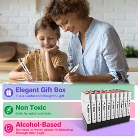 120 Colors Alcohol Markers Set with Dual Tip, Alcohol-Based Art Markers for Kids Adults Students, Vibrant Blendable Colors, Premium Portable Case, Ideal Gift for Artists & Beginners