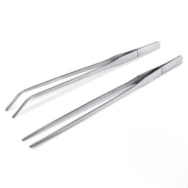 2 Pack Aquarium Curved Tweezers, 27cm Straight and Curved Stainless Steel Tongs Tweezers, 10.6 Inch Aquarium Tank Tweezers Feeding Tongs for Fish Tank Plant Aquascape Tools & Reptile Feeding Tongs