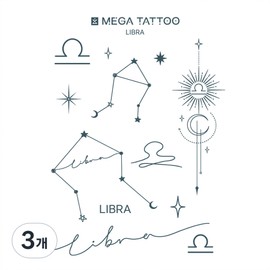 MEGA TATTOO 12 types of constellation tattoo stickers (choose 1), 3, Libra / MEGA TATTOO 별자리 타투스티커 12종(택1), 3개, Libra 천칭자리
