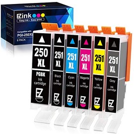 E-Z Ink (TM) Compatible Ink Cartridge Replacement for Canon PGI-250XL PGI 250 XL CLI-251XL CLI 251 XL to use with Pixma IP8720 (1 Large Black, 1 Cyan, 1 Magenta, 1 Yellow, 1 Small Black,1 Gray) 6 pack