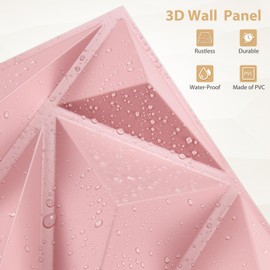 Heikki 3D Wall Panels PVC Textured Wall Decor for Living Room, Bedroom, Offices, 11.8''x11.8'', Double-Sided Tape, 30 Pack, Pink (DJZ)