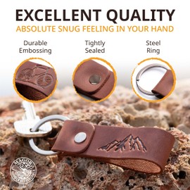 Leather Keychain Favorite for Men, Keyring Gift for Women & Men, Birthday & Anniversary, Full Cow Leather (Loading)