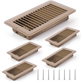 Tandefio 4 Pcs Brown Floor Register 4'' x 8'' Heavy Duty Metal Floor Register with Damper RV Mobile Home Floor Vents Floor Vent Covers for Home