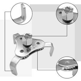 GZZTORES Llave universal ajustable de filtro de aceite, acero al carbono, diseño de 3 mandíbulas, rango de 2.5-4.5 pulgadas, adecuada para coches, camiones, motocicletas, cortacésped