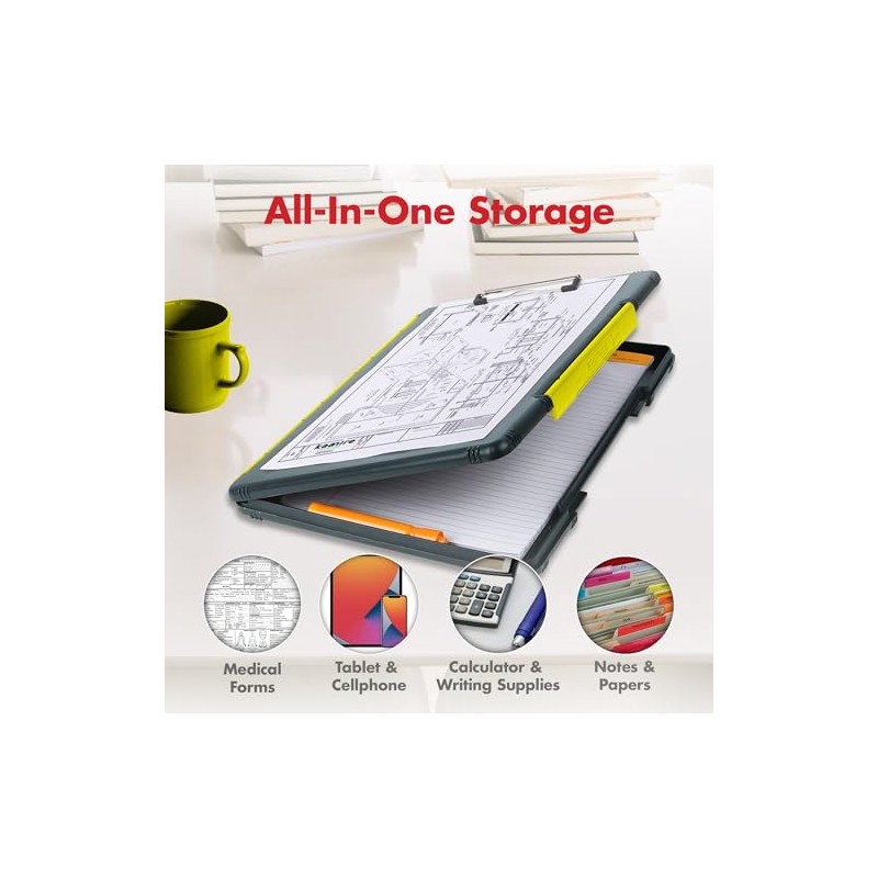 Dexas Legal Size XL Slimcase 2 Storage Clipboard, Gray with
