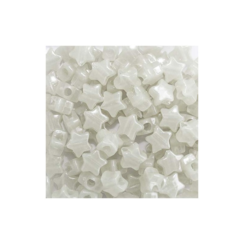 Star Beads White Nightglow Glow in The Dark 13mm Pony