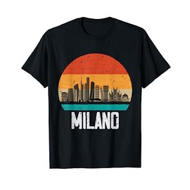 Milan Italy Retro Vintage Sunset Skyline Milano T-Shirt