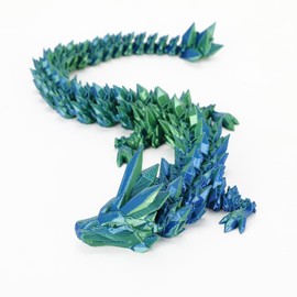 16inch 3D Printed Dragon, Fidget Toy Dragon, Articulated Dragon, Home Office Decor Executive Desk Toy (Green and Blue)