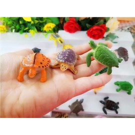 Roaqua 20 Packs Mini Sea Creature Turtle Plastic Toy Set,Ocean Animal Party Favors Cupcake Topper, Classroom Educational Learning Miniature Figurines