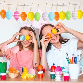 Dekewe Easter Eggs Plastic Pack of 24 Easter Eggs for Hanging, Easter Eggs for Painting, Easter Eggs Decorations, Craft Decoration, Easter, Hanging Plastic Eggs for Decoration, DIY Easter Eggs Gifts