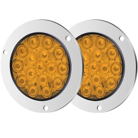 Aoling Truck Tail Lamp Round Trailer Tail Lamp, Light Tiger Tail Lamp LED, Boat Trailer Tail Lamp, Light Trailer Tail Lamp, Truck Tail Lamp 12V24V, Yellow High Low Turn Signal+Hazard 2pcs