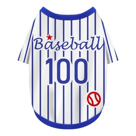 Paiaite Sleek Striped Dog Vest: Sleeveless Baseball-Style Dog Shirt, Ideal Fit for Small, Medium, and Large Breeds,Polyester Fabric for Comfort, Breathability, and Stretchiness Blue M