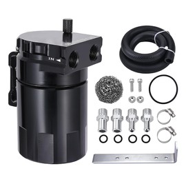 EVIL ENERGY Oil Catch Can, Universal Baffled Catch Can Kit with NBR Fuel Hose, 300ml Aluminum Air Oil Separator Tank for PCV System