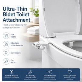 Ultra-Slim Bidet Attachment for Toilet Seats – Non-Electric Dual Nozzle Sprayer with Adjustable Water Pressure