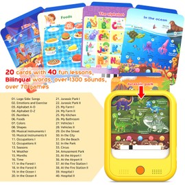 Kids Learning Tablet Educational Learning Pad for Toddlers 2-5 to Learn Alphabets, Numbers, Foods, Time, Music, Vehicles,Tablet Toy for Toddlers Ages 2 3 4 5 6 Years Old Yellow