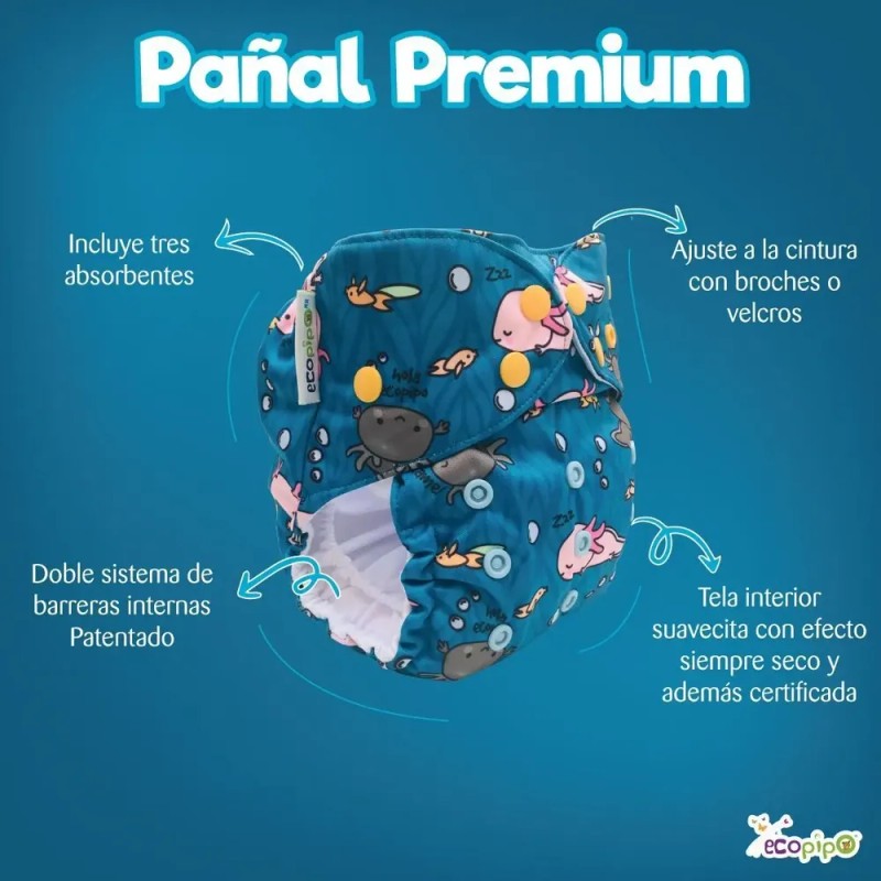 Pañales Ecopipo Oceano Unitalla 0-3 Años